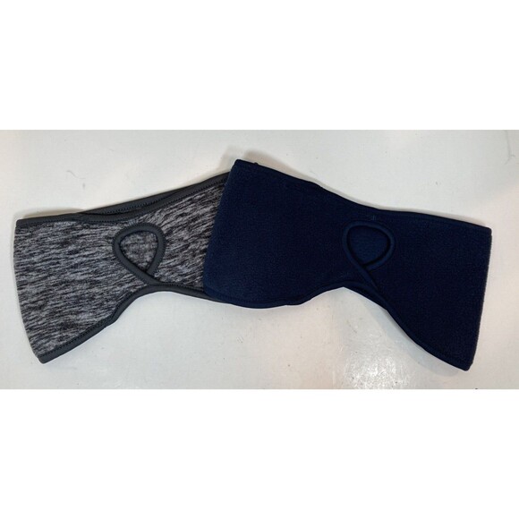 (2) Go Headbands W/Ponytail Hole Headbands 1 Solid Black - 1 Black & Gray NEW - Picture 4 of 4